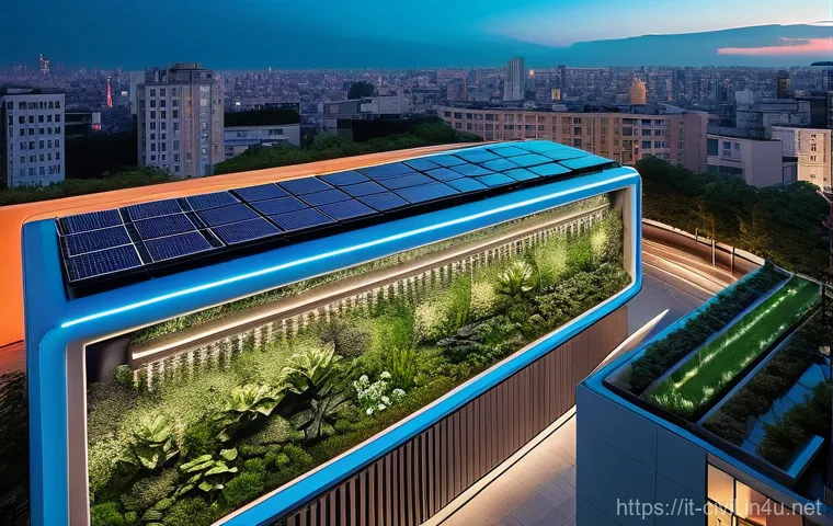 토목공학의 주요 해외 프로젝트 사례 - **Smart City and Green Architecture:**
    "An aerial shot of a vibrant, futuristic smart city skyli...