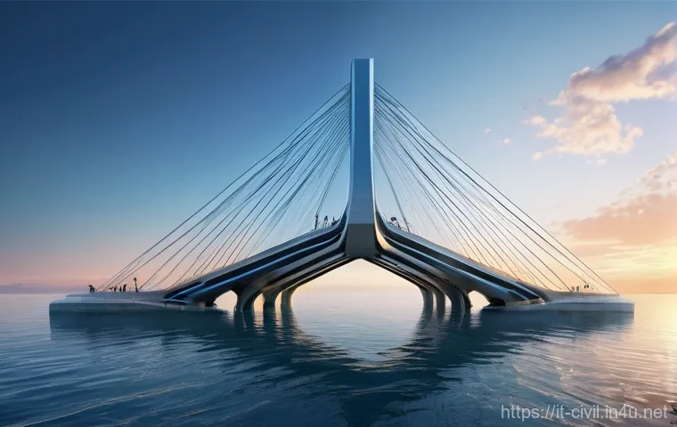토목공학의 주요 해외 프로젝트 사례 - **Innovative Materials and Robotics in Construction:**
    "A close-up, dynamic shot of a cutting-ed...