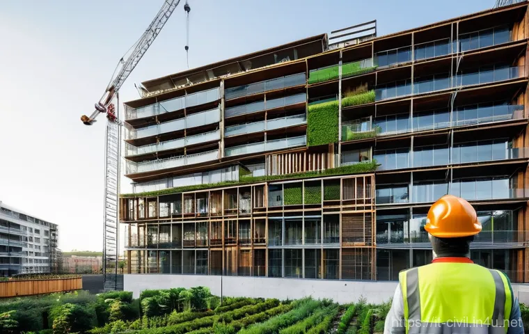 토목공학과 환경영향 평가 - **Sustainable Urban Development in Milan:**
"A vibrant, eye-level shot of a modern, multi-story ...