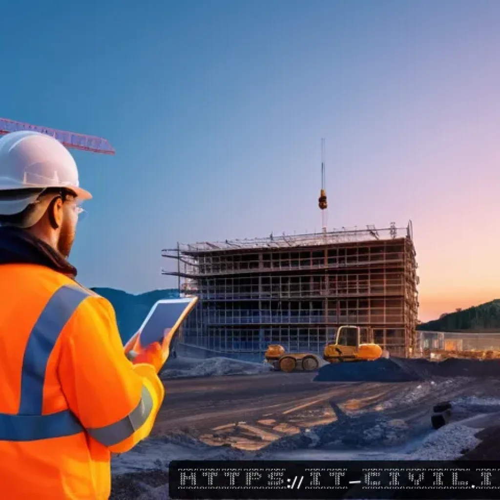 토목공학 시공 단계 문제 해결 사례 - A large, modern construction site in Italy at dusk, featuring workers wearing high-visibility safety...