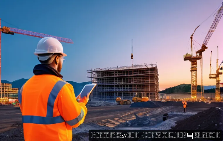 토목공학 시공 단계 문제 해결 사례 - A large, modern construction site in Italy at dusk, featuring workers wearing high-visibility safety...