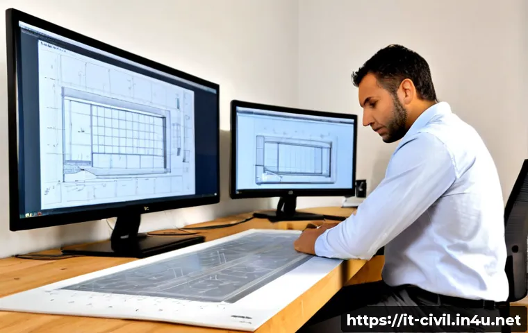 Home 17 토목공학에서 쓰이는 전산 프로그램 - Photorealistic civil engineer in a modern Italian design studio reviewing a detailed 3D bridge struc...